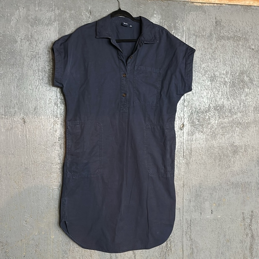 GAP Women's Midi Shirt-Dress in Dark Blue - Picture 6 of 11